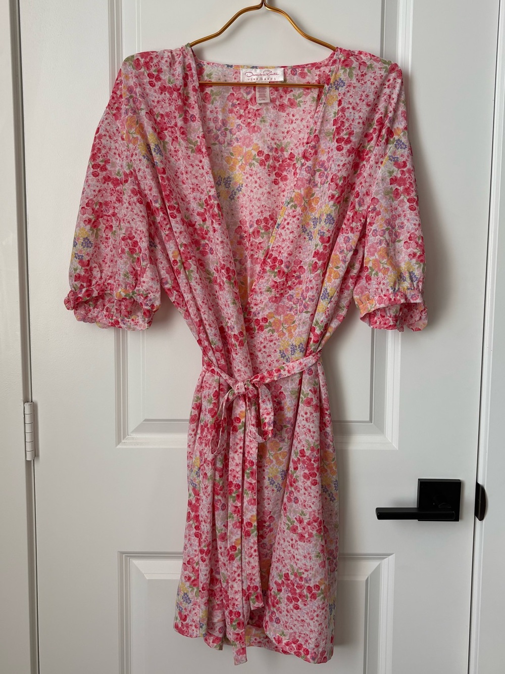 Vintage Y2K Oscar De La Renta Pink Label Floral Wrap Robe, L/XL
